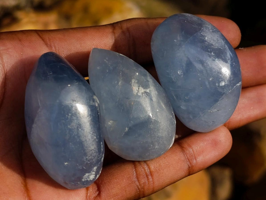 Polished Mini Blue Celestite Free Form Crystals x 20 From Sakoany, Madagascar - Toprock Gemstones and Minerals 