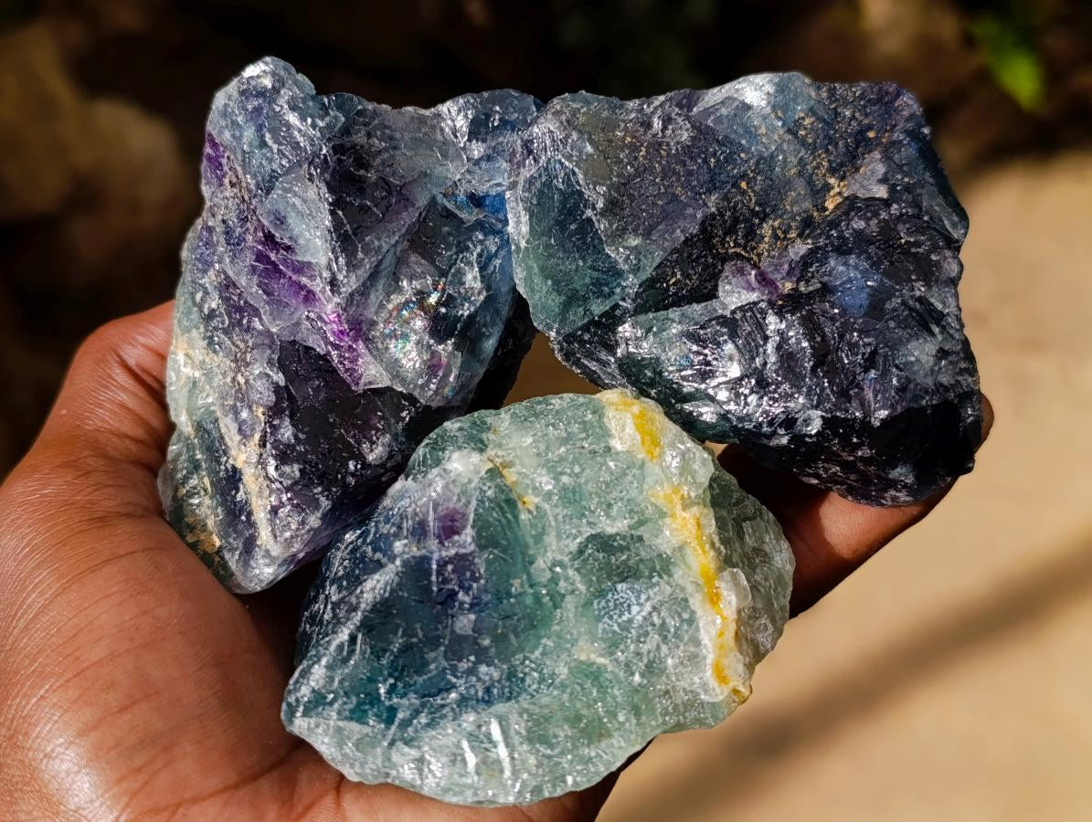 Natural Watermelon Fluorite Cobbed Specimens x 12 From Uis, Namibia - Toprock Gemstones and Minerals 