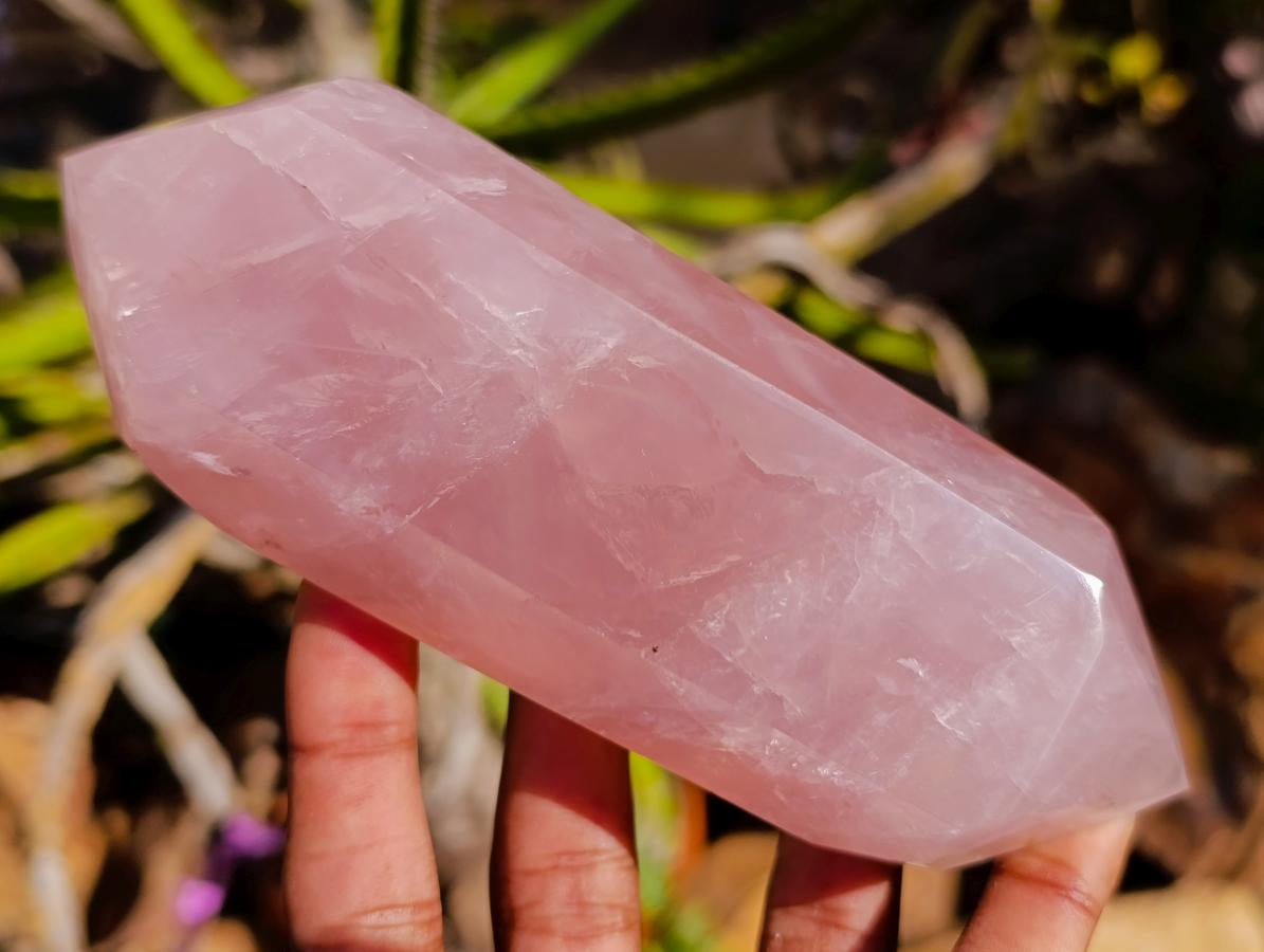 Polished Double Terminated Gemmy Rose Quartz Crystals x 6 From Madagascar - Toprock Gemstones and Minerals 