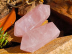 Polished Double Terminated Gemmy Rose Quartz Crystals x 6 From Madagascar - Toprock Gemstones and Minerals 