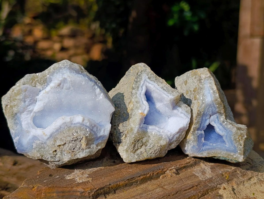 Natural Blue Lace Agate Geode Specimens x 12 From Nsanje, Malawi - Toprock Gemstones and Minerals 
