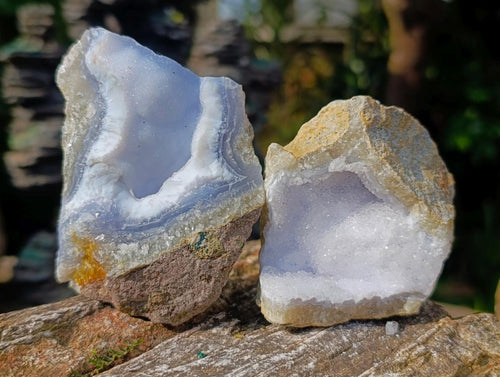 Natural Blue Lace Agate Geode Specimens x 12 From Nsanje, Malawi - Toprock Gemstones and Minerals 