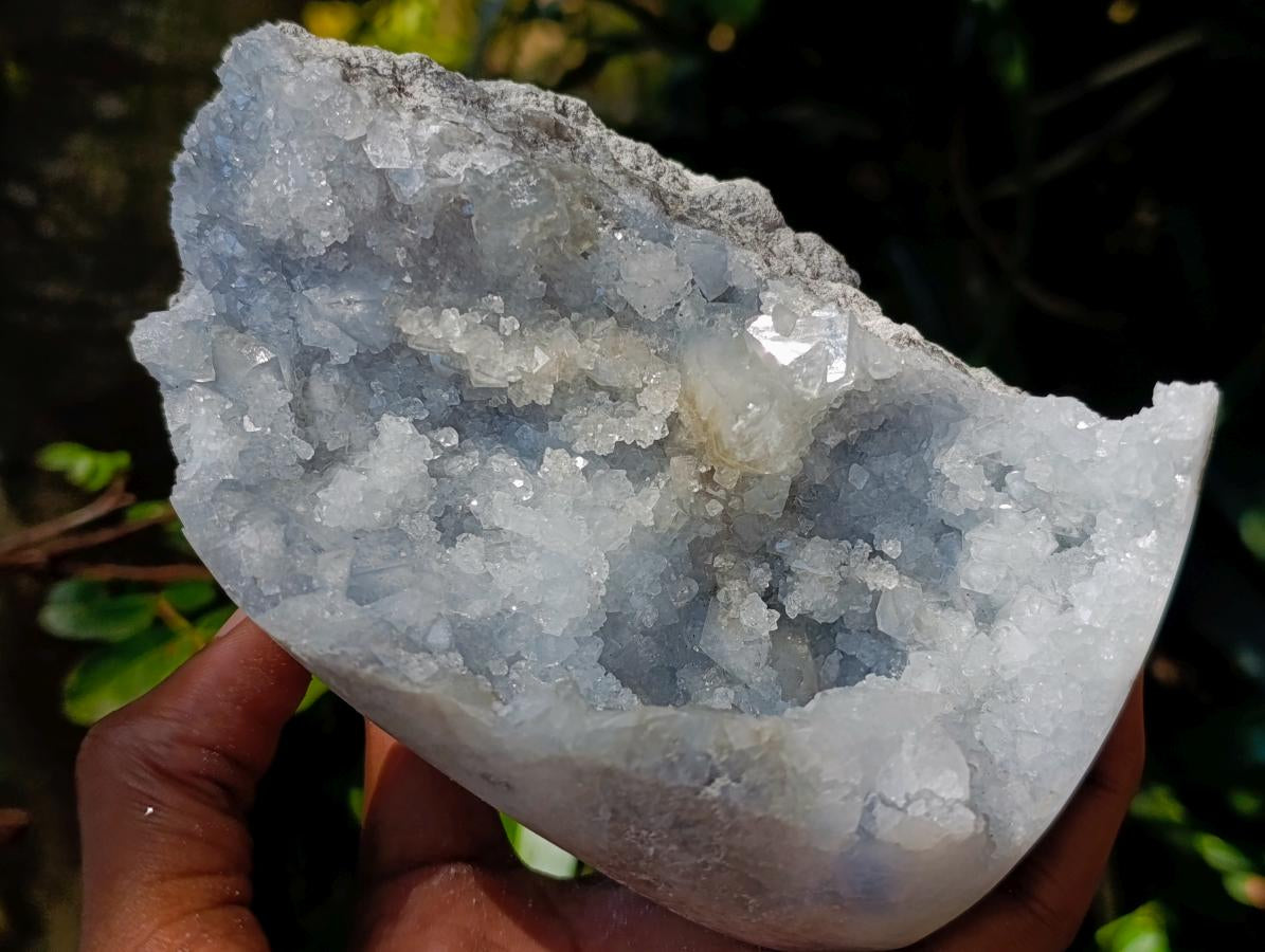 Polished Blue Celestite Geode Specimens x 2 From Sakoany, Madagascar - Toprock Gemstones and Minerals 