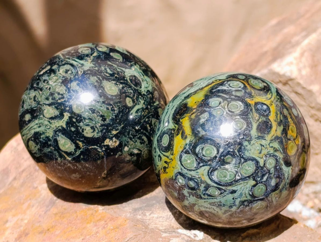 Polished Stromatolite Spheres x 6 From Katsepy, Madagascar - Toprock Gemstones and Minerals 