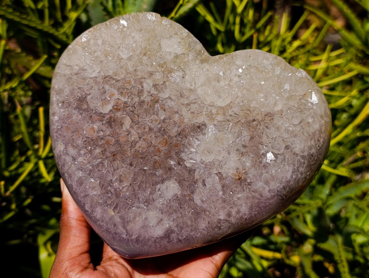 Polished Large Agate Amethyst Heart x 1 From Maintirano, Madagascar - Toprock Gemstones and Minerals 