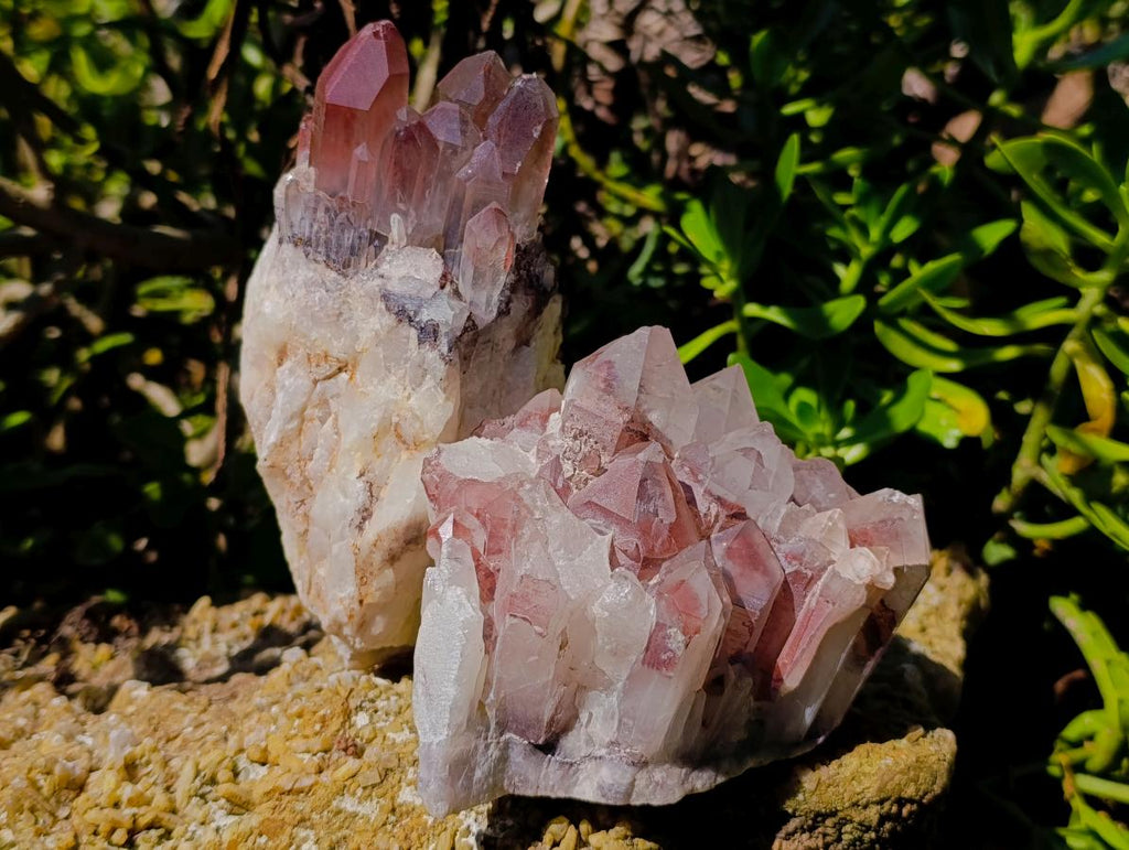 Natural Red Hematoid Quartz Clusters x 3 From Karoi, Zimbabwe - Toprock Gemstones and Minerals 