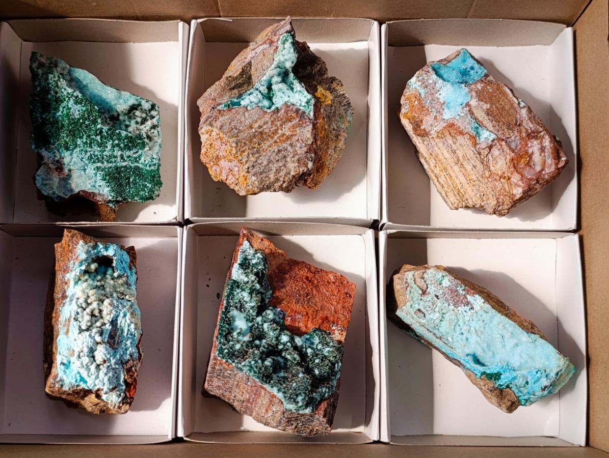 Natural Botryoidal Chrysocolla and Malachite Pseudomorph Specimens x 6 From Kolwezi, Congo - Toprock Gemstones and Minerals 