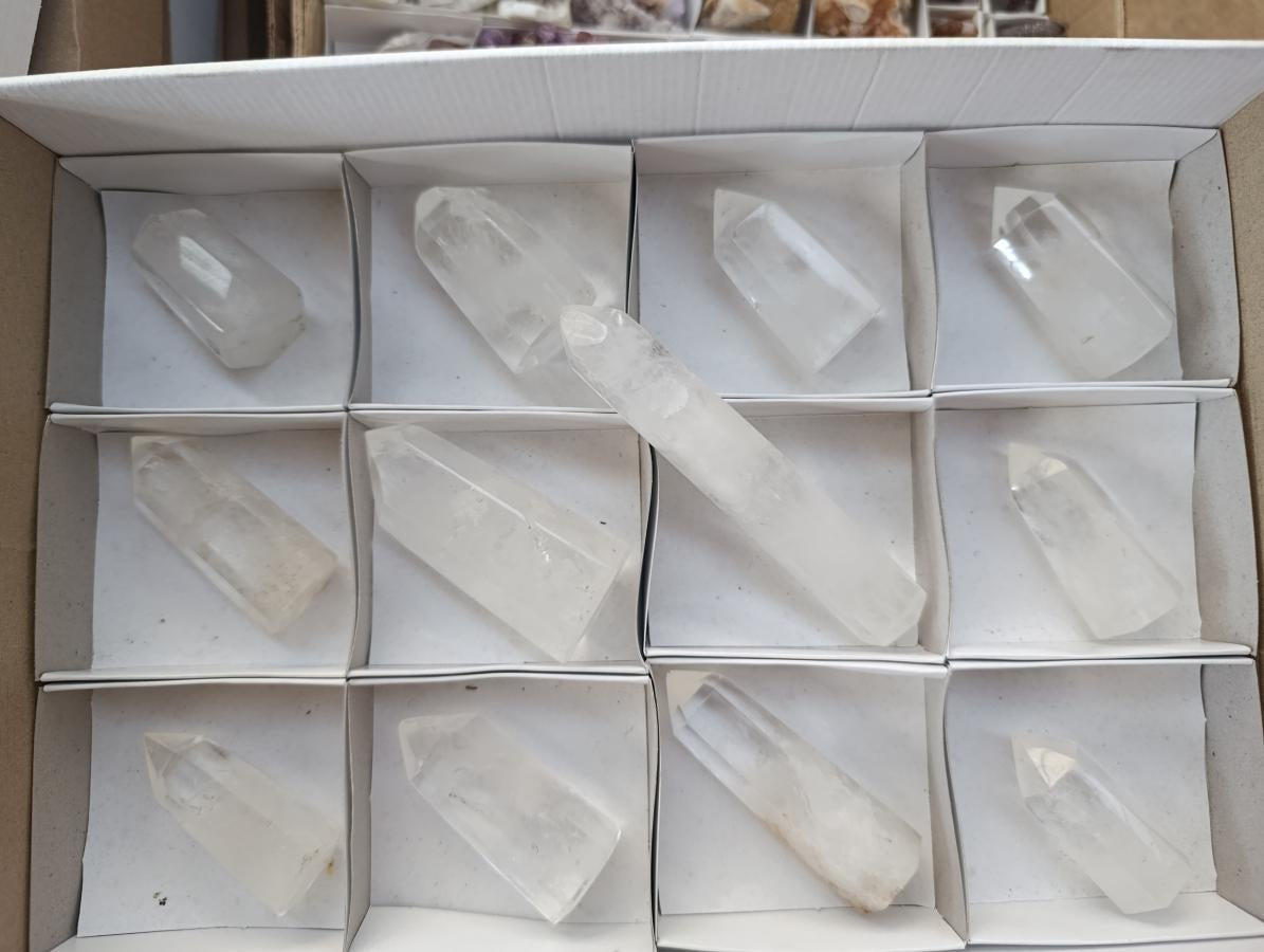 Polished Clear Quartz Crystal Points x 12 From Madagascar - Toprock Gemstones and Minerals 