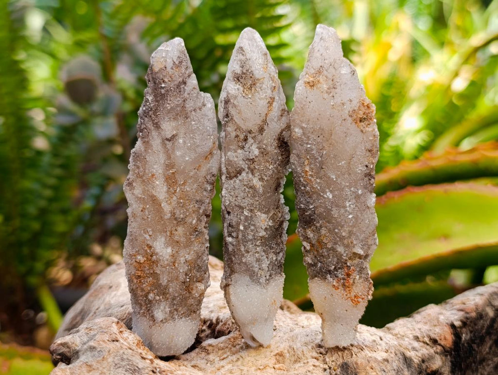 Natural Drusy Quartz Coated Spearhead Calcite Crystals x 12 From Albert's Mountain, Lesotho - Toprock Gemstones and Minerals 