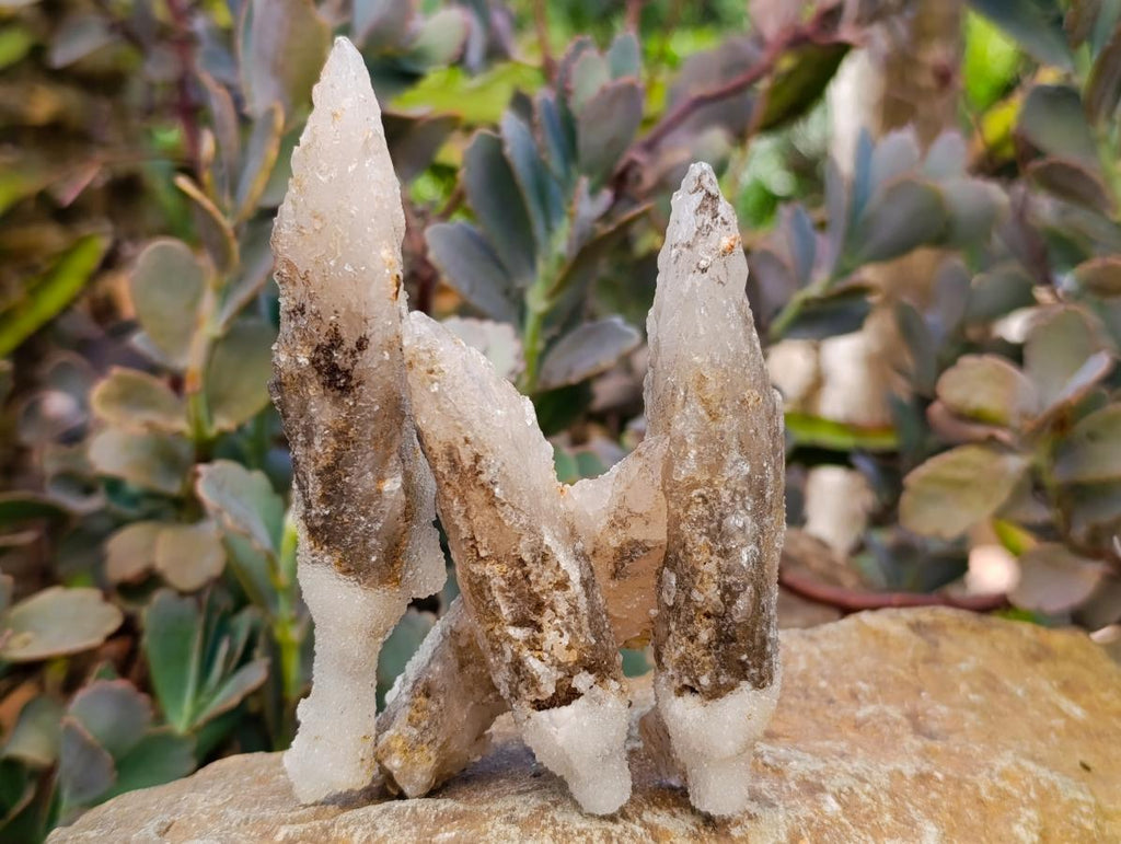 Natural Drusy Quartz Coated Spearhead Calcite Crystals x 12 From Albert's Mountain, Lesotho - Toprock Gemstones and Minerals 