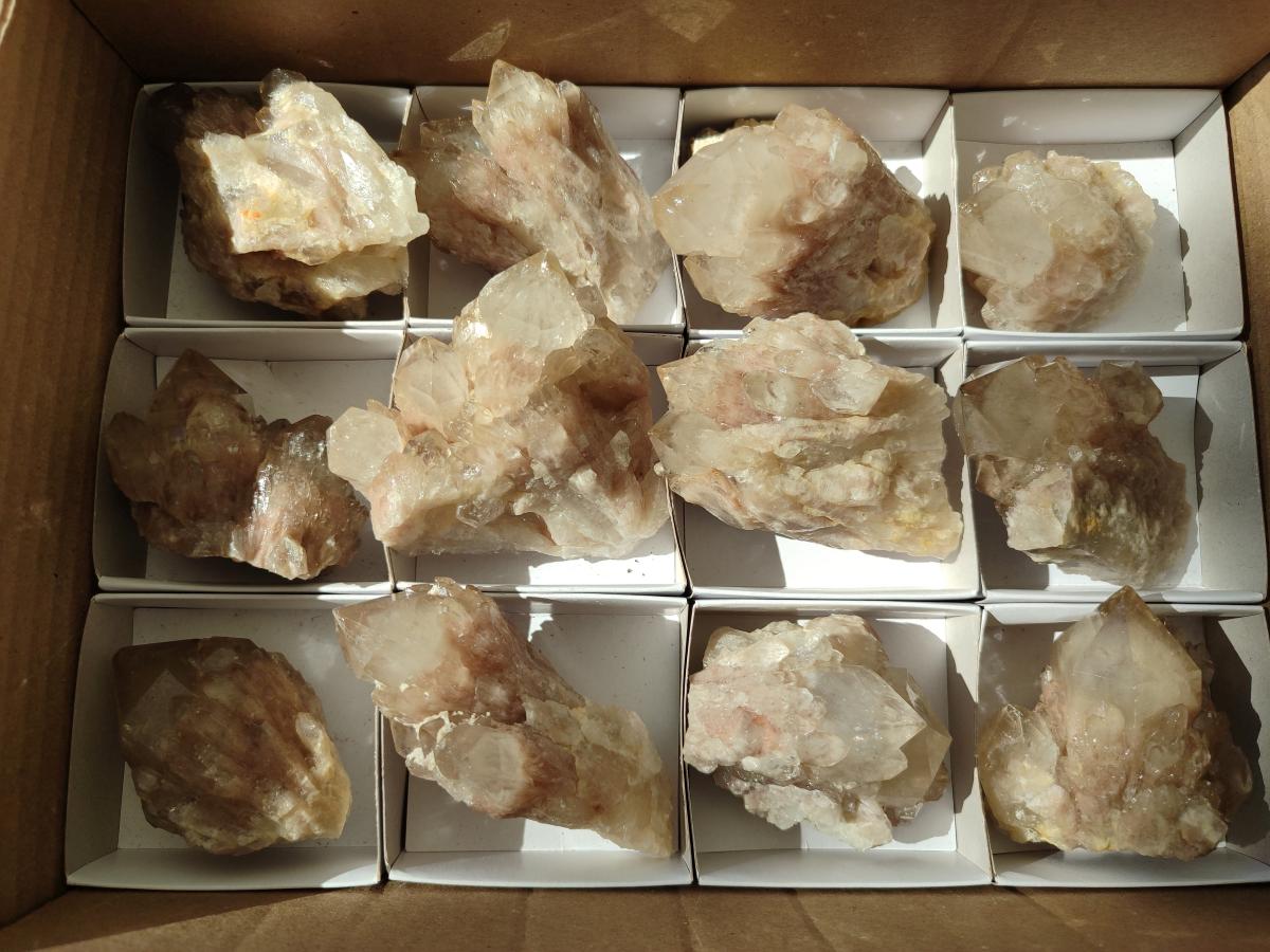Natural Golden Luena Quartz Clusters x 12 From Luena, Congo - Toprock Gemstones and Minerals 