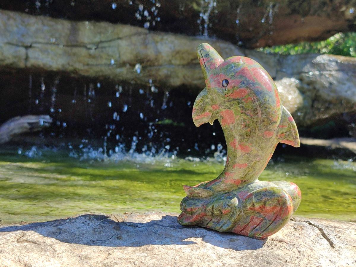 Polished Large Unakite Dolphin Carving x 1 From Messina, South Africa - Toprock Gemstones and Minerals 