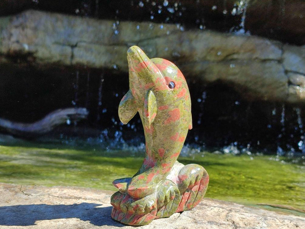 Polished Large Unakite Dolphin Carving x 1 From Messina, South Africa - Toprock Gemstones and Minerals 
