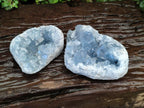 Natural Blue Celestite Geode Cluster Specimens x 2 From Sakoany, Madagascar - Toprock Gemstones and Minerals 