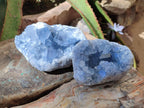 Natural Blue Celestite Geode Cluster Specimens x 2 From Sakoany, Madagascar - Toprock Gemstones and Minerals 