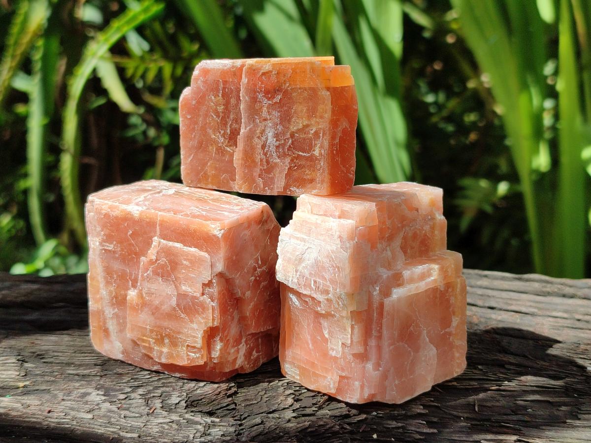Natural Rhombohedral Sunset Orange Calcite Specimens x 24 From Spitzkop, Namibia - Toprock Gemstones and Minerals 