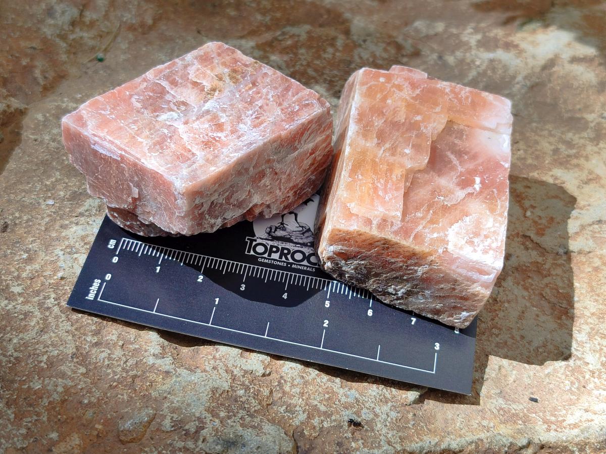 Natural Rhombohedral Sunset Orange Calcite Specimens x 24 From Spitzkop, Namibia - Toprock Gemstones and Minerals 