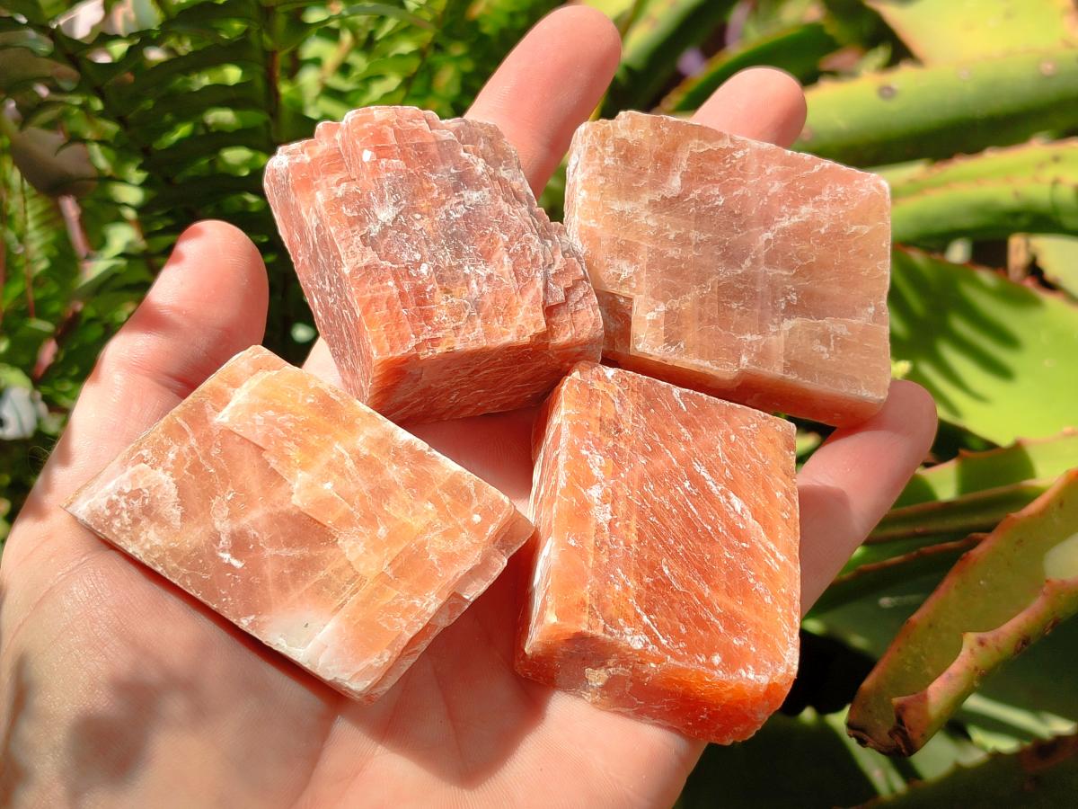 Natural Rhombohedral Sunset Orange Calcite Specimens x 24 From Spitzkop, Namibia - Toprock Gemstones and Minerals 