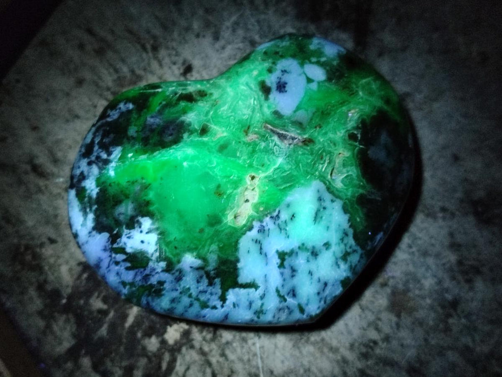 Polished White Dendritic Opal Hearts x 12 From Moralambo, Madagascar - Toprock Gemstones and Minerals 