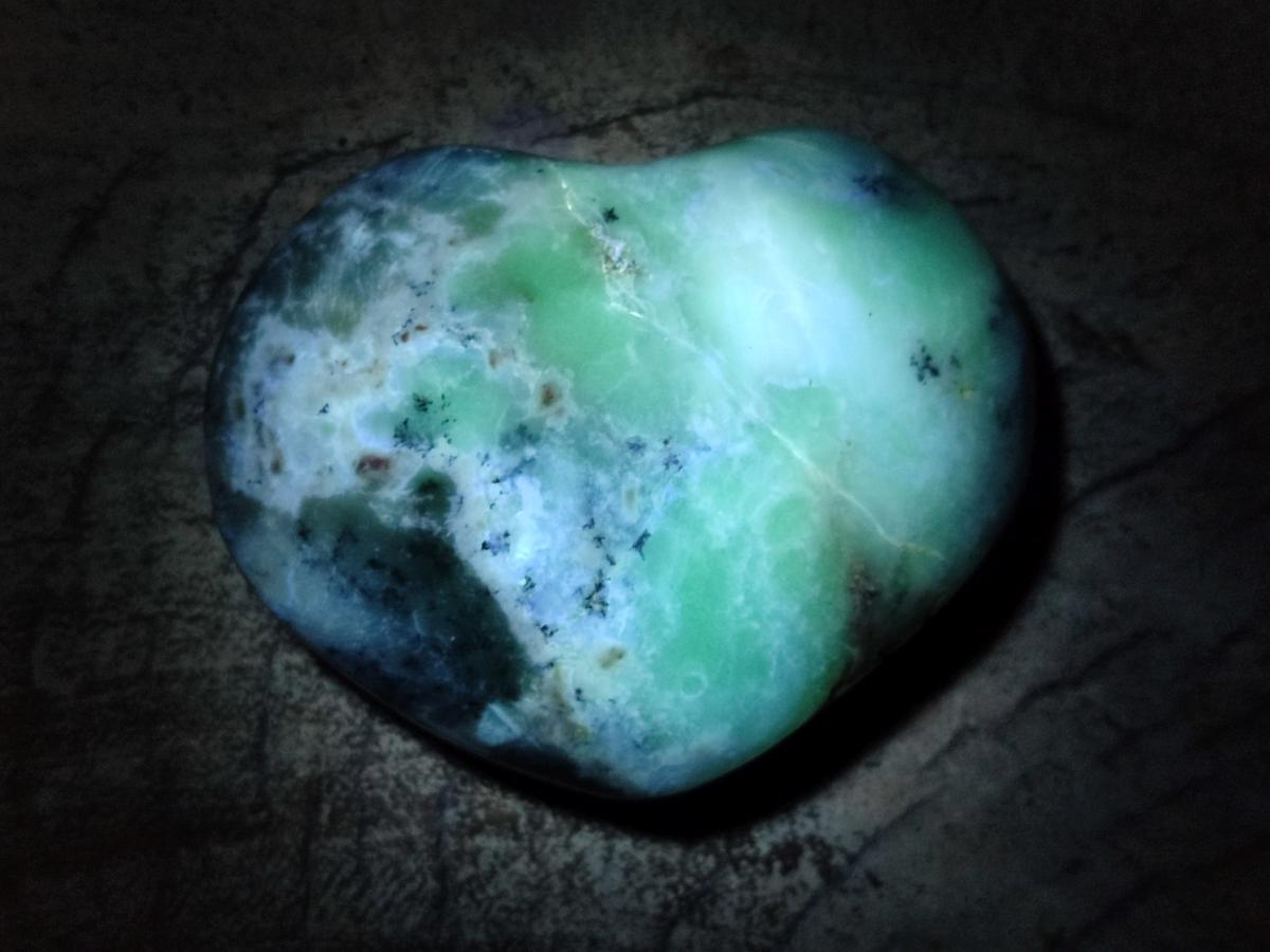 Polished White Dendritic Opal Hearts x 12 From Moralambo, Madagascar - Toprock Gemstones and Minerals 