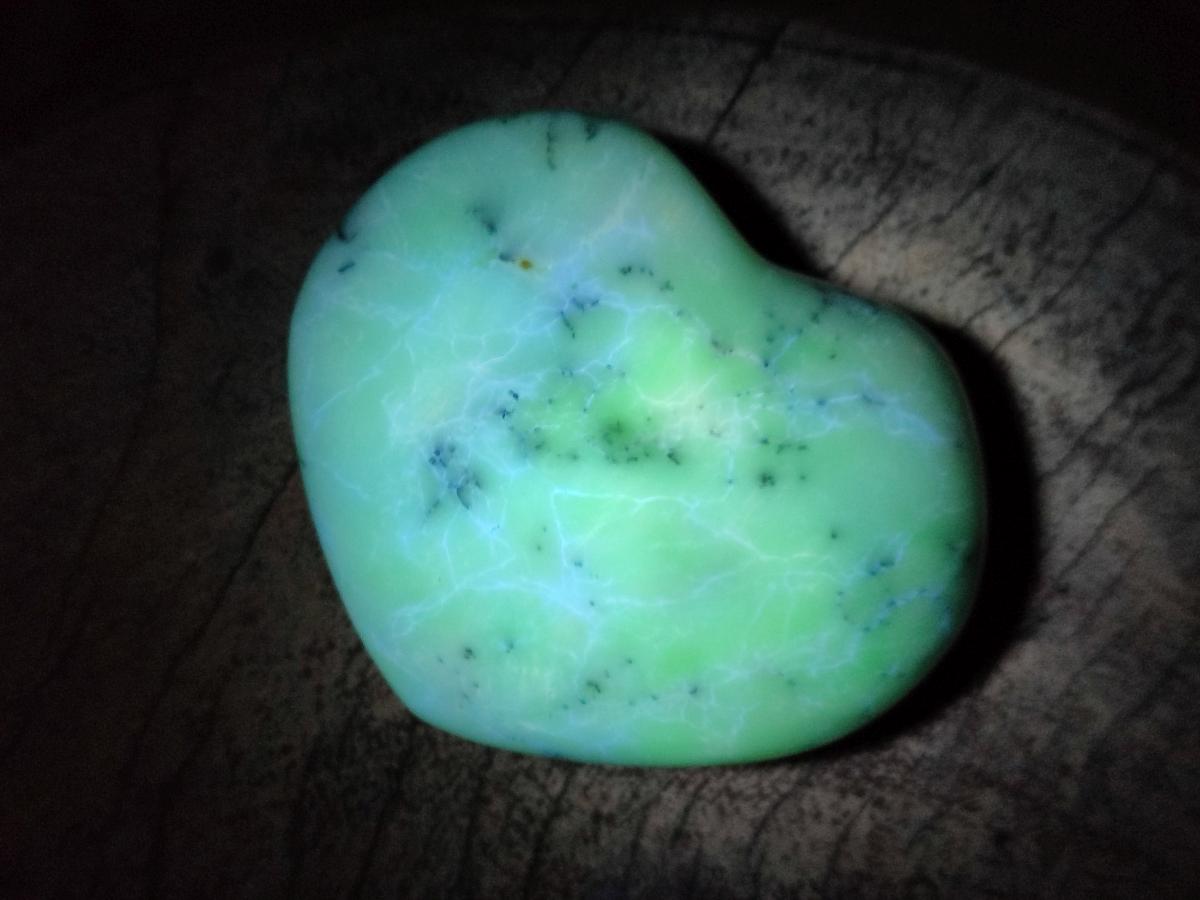 Polished White Dendritic Opal Hearts x 12 From Moralambo, Madagascar - Toprock Gemstones and Minerals 