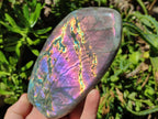 Polished Rare Purple Sunset Flash Labradorite Standing Free Forms x 3 From Madagascar - Toprock Gemstones and Minerals 