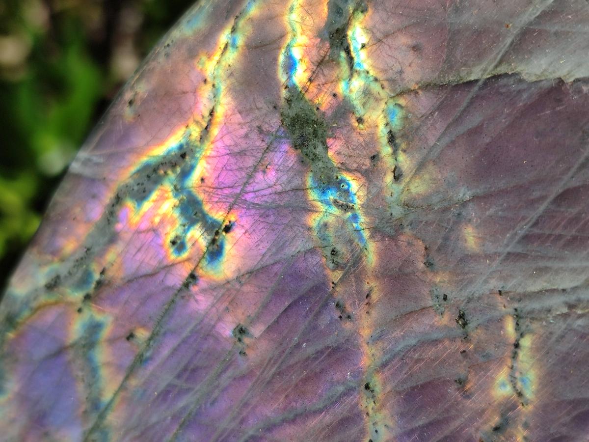 Polished Rare Purple Sunset Flash Labradorite Standing Free Forms x 3 From Madagascar - Toprock Gemstones and Minerals 