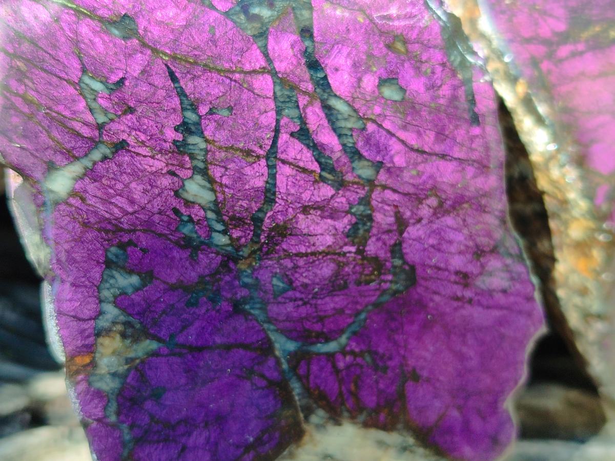 Polished On One Side Metallic Purpurite Specimens x 3 From Erongo Namibia - Toprock Gemstones and Minerals 