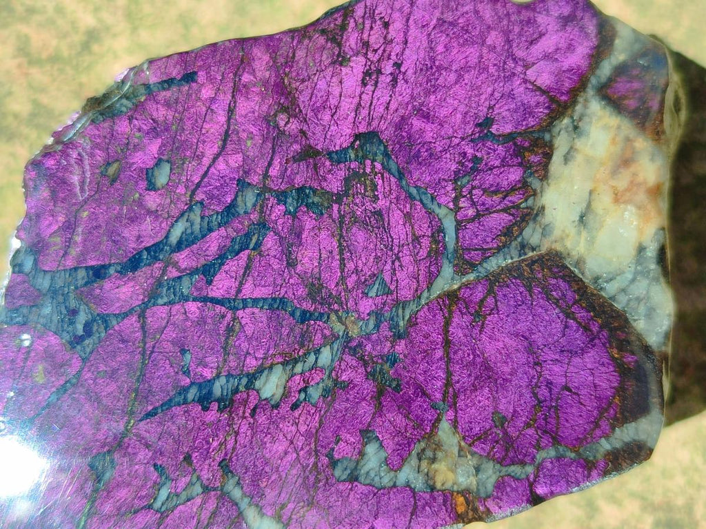 Polished On One Side Metallic Purpurite Specimens x 3 From Erongo Namibia - Toprock Gemstones and Minerals 