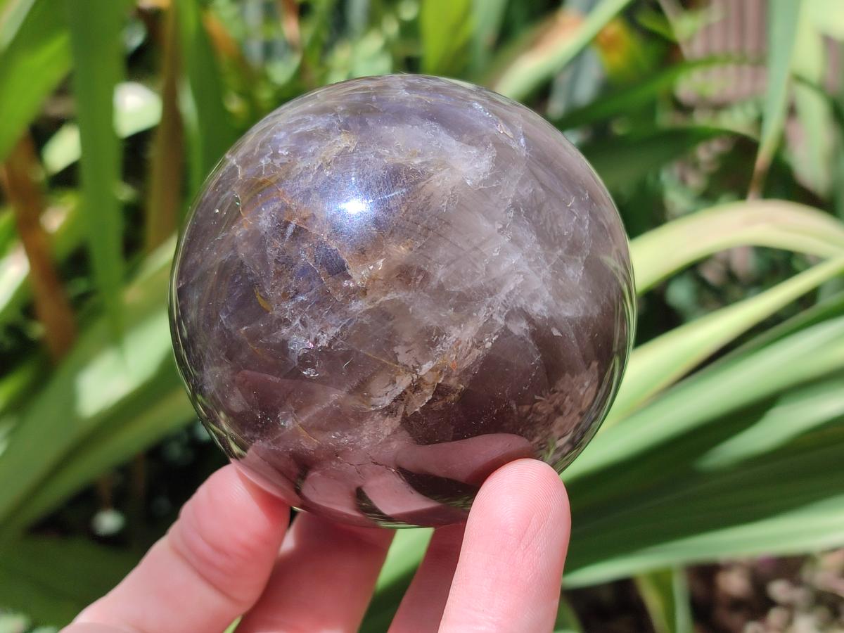 Polished Smokey Window Quartz Spheres x 2 From Madagascar - Toprock Gemstones and Minerals 