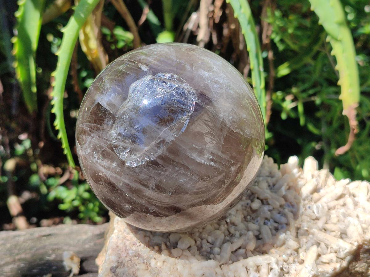 Polished Smokey Window Quartz Spheres x 2 From Madagascar - Toprock Gemstones and Minerals 