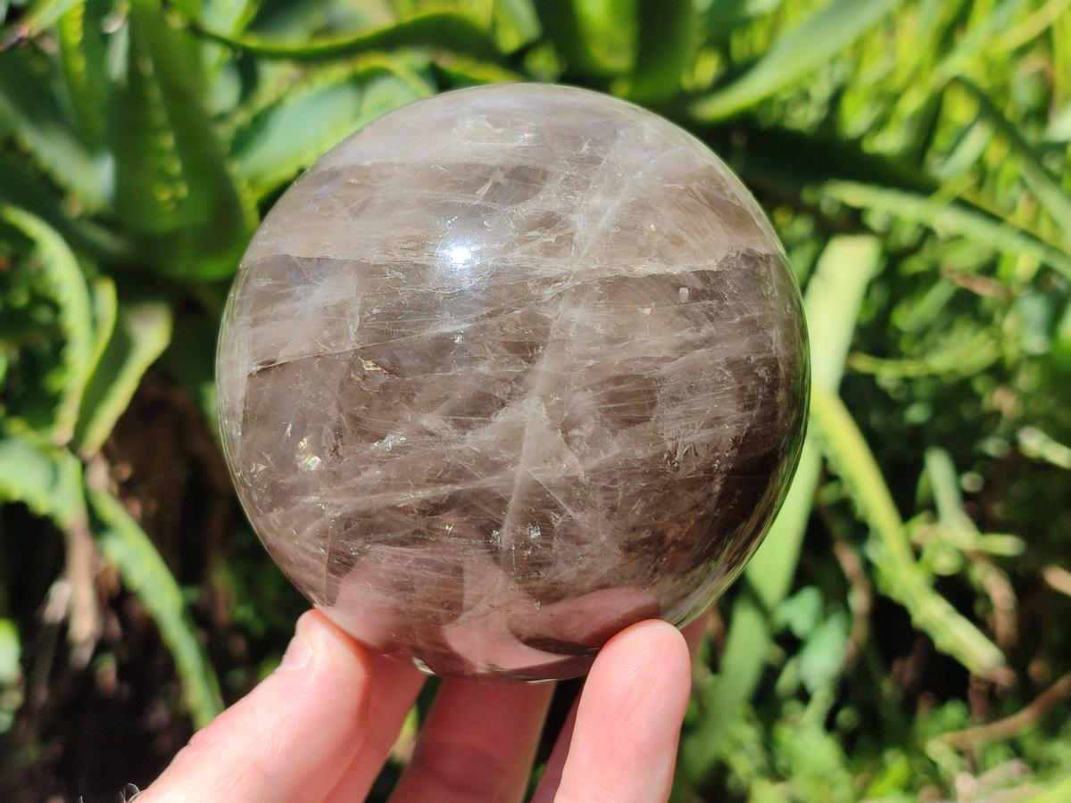 Polished Smokey Window Quartz Spheres x 2 From Madagascar - Toprock Gemstones and Minerals 