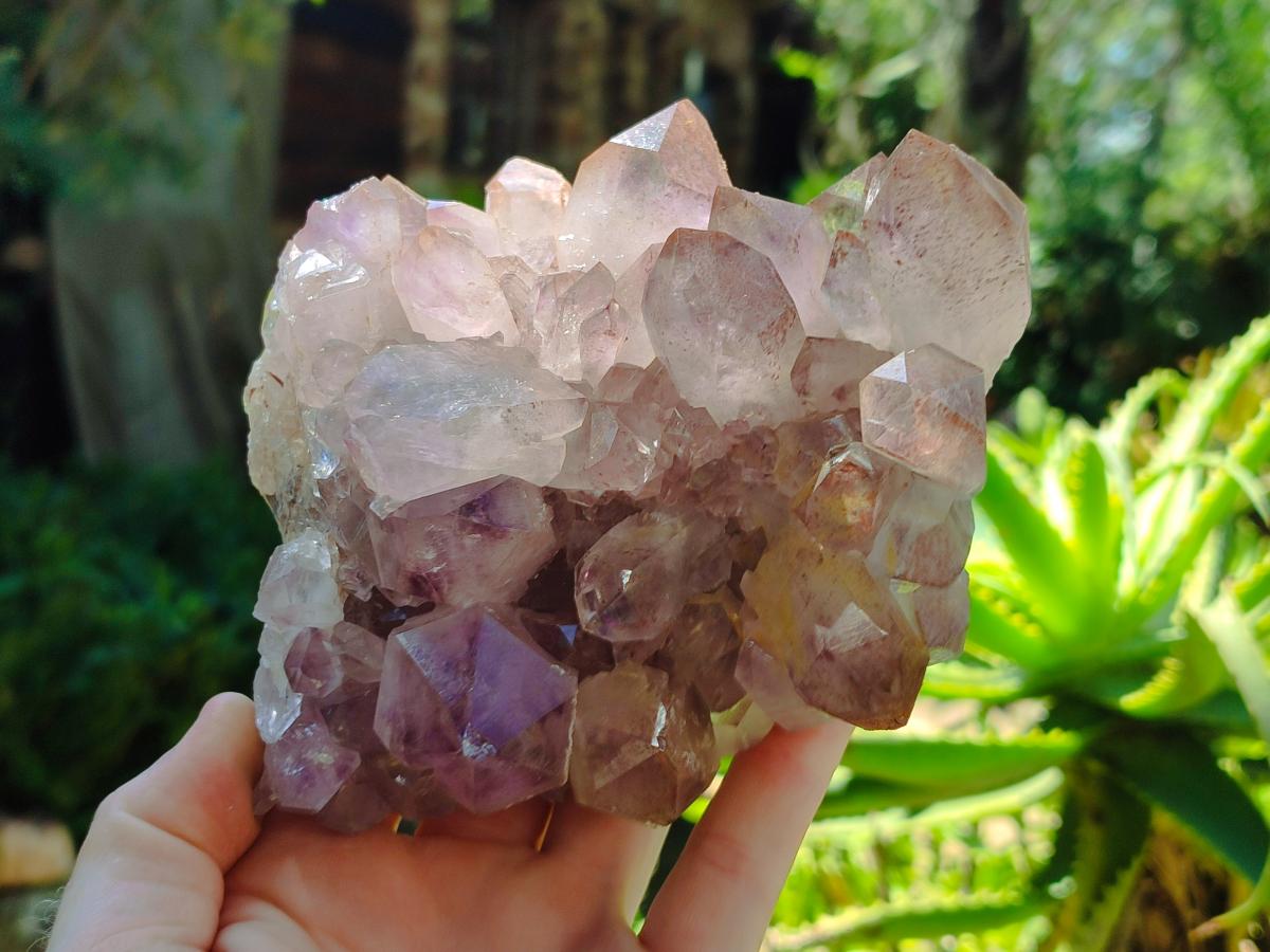 Natural Jacaranda Amethyst Crystal Clusters x 3 From Mumbwa, Zambia - Toprock Gemstones and Minerals 