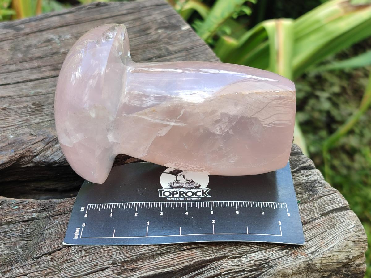 Polished Gemmy Rose Quartz Mushrooms x 3 From Madagascar - Toprock Gemstones and Minerals 