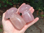 Polished Gemmy Rose Quartz Mushrooms x 3 From Madagascar - Toprock Gemstones and Minerals 