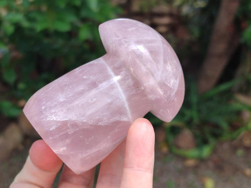 Polished Gemmy Rose Quartz Mushrooms x 3 From Madagascar - Toprock Gemstones and Minerals 