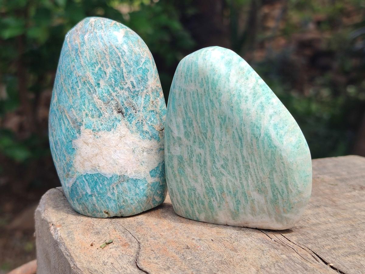 Polished Amazonite Standing Free Forms x 12 From Zimbabwe - Toprock Gemstones and Minerals 