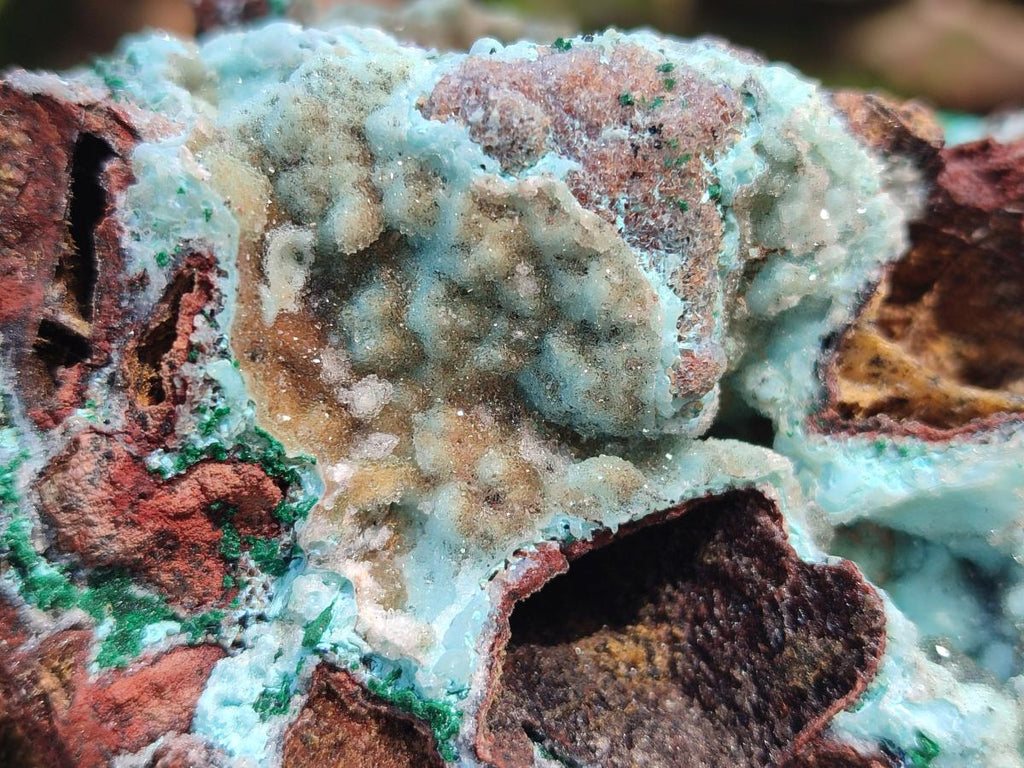 Natural Drusy Coated Chrysocolla with Malachite Pseudomorph Specimens x 3 From Lupoto Mine, Congo - Toprock Gemstones and Minerals 