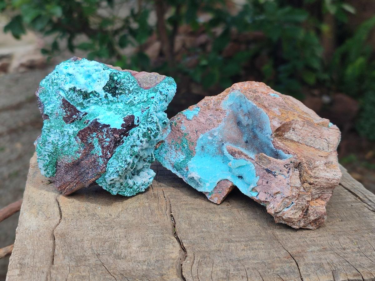 Natural Drusy Coated Chrysocolla with Malachite Pseudomorph Specimens x 3 From Lupoto Mine, Congo - Toprock Gemstones and Minerals 