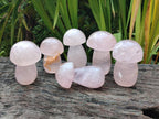 Polished Gemmy Rose Quartz Mushrooms x 6 From Madagascar - Toprock Gemstones and Minerals 