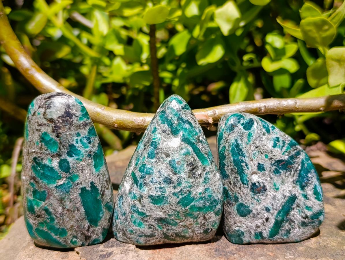Polished Emerald Mica 'Mutokolite' Standing Free Forms x 12 From Mutoko, Zimbabwe - Toprock Gemstones and Minerals 