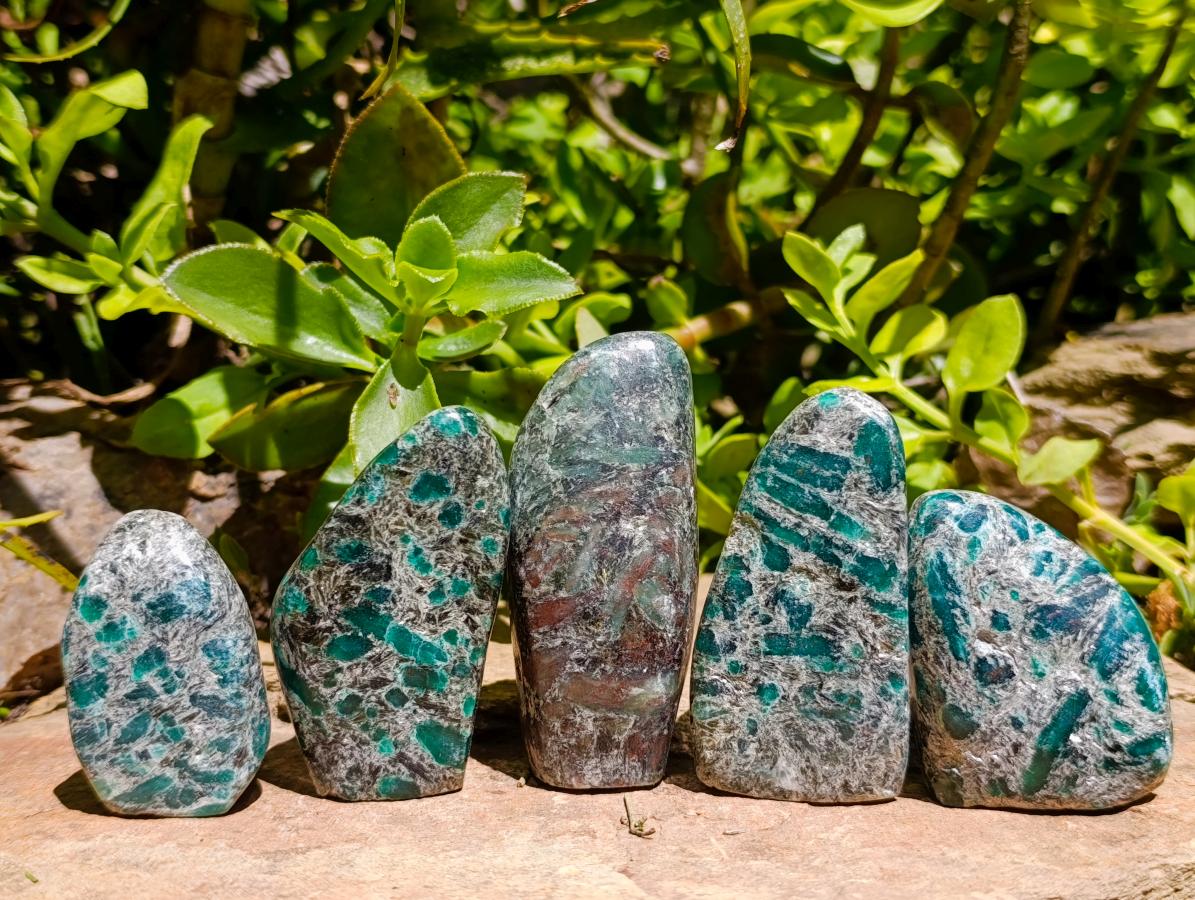Polished Emerald Mica 'Mutokolite' Standing Free Forms x 12 From Mutoko, Zimbabwe - Toprock Gemstones and Minerals 