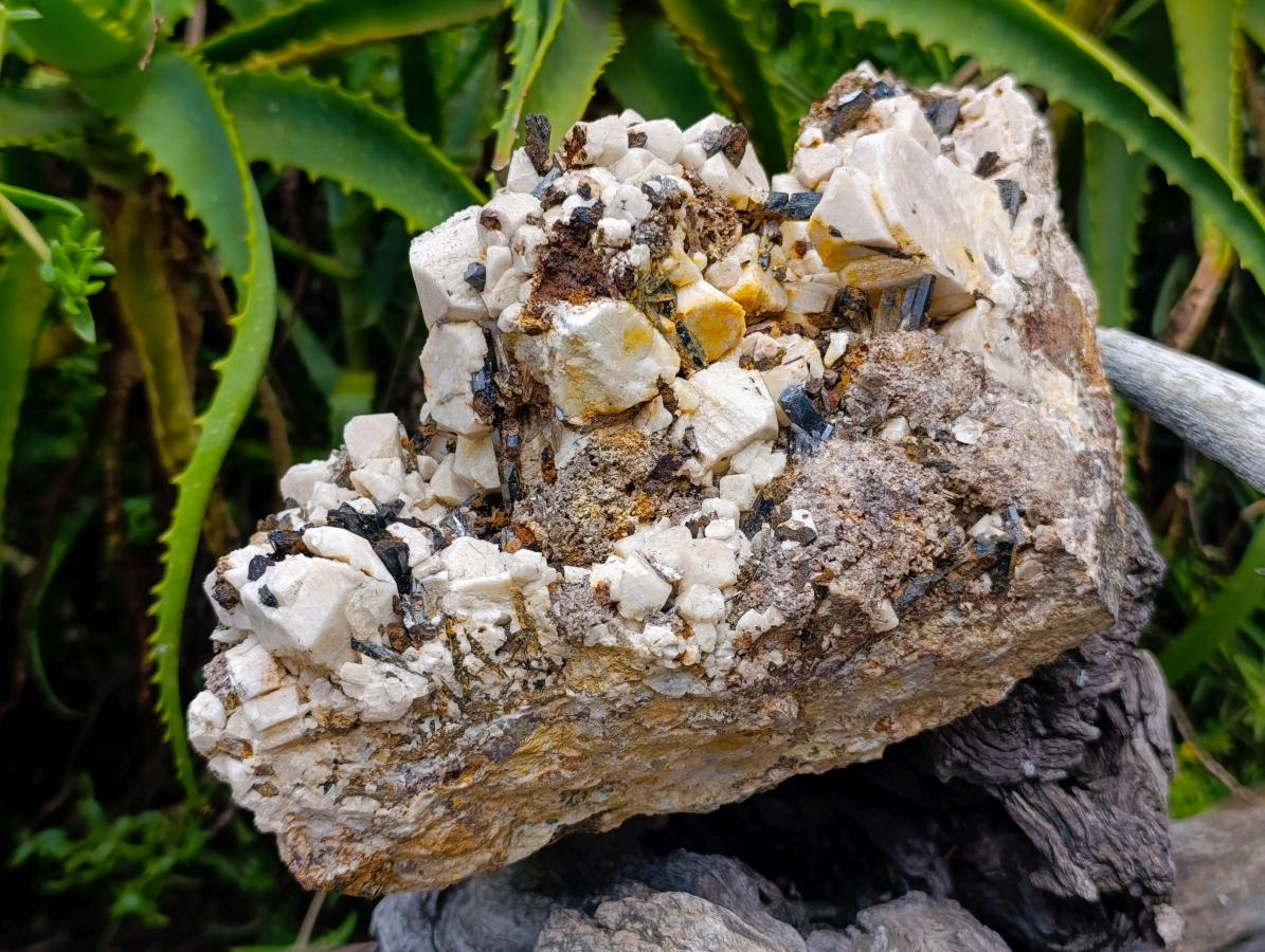 Natural Large Feldspar with Aegirine Crystal x 1 From Zomba, Malawi