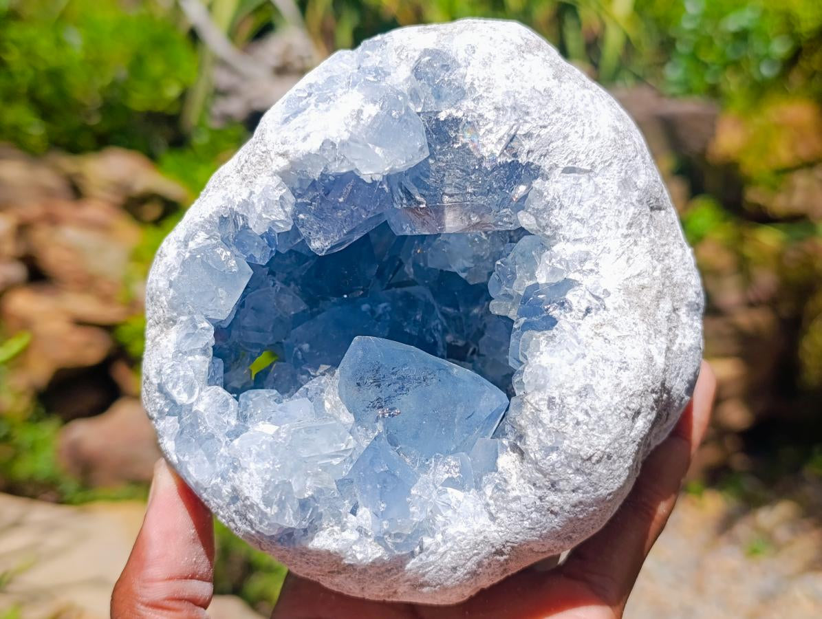 Natural Large Blue Celestite Geode Specimen x 1 From Sakoany, Madagascar - Toprock Gemstones and Minerals 
