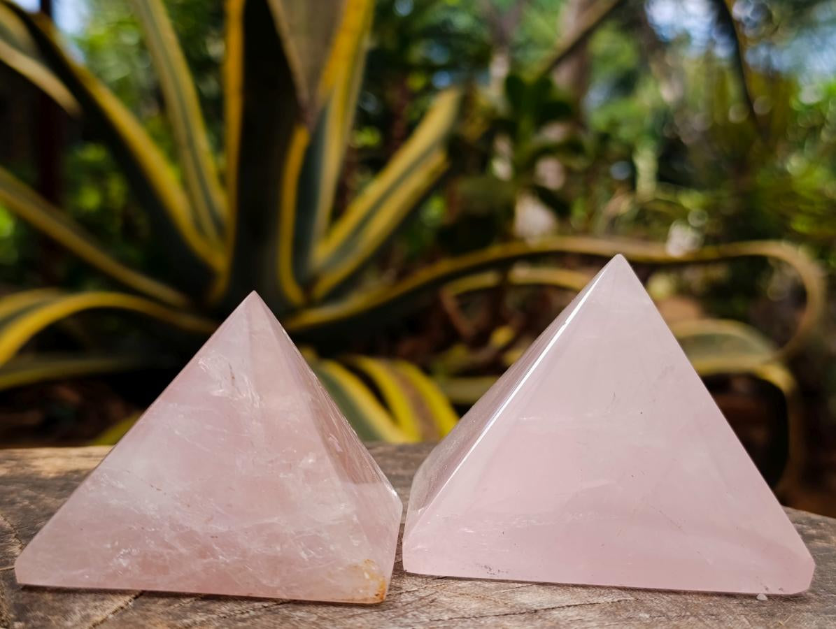 Polished Gemmy Rose Quartz Pyramids x 4 From Madagascar - Toprock Gemstones and Minerals 