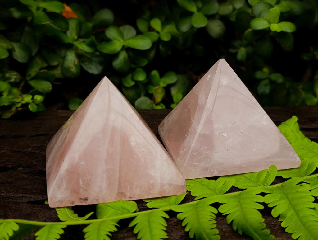 Polished Gemmy Rose Quartz Pyramids x 4 From Madagascar - Toprock Gemstones and Minerals 