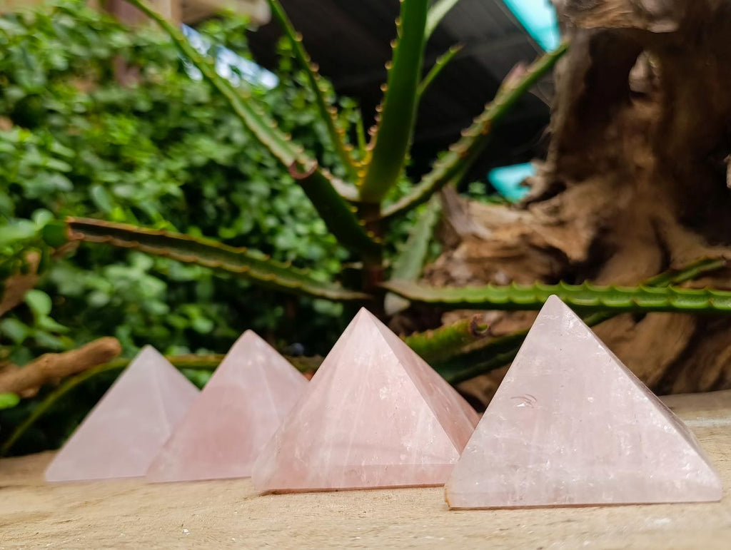 Polished Gemmy Rose Quartz Pyramids x 4 From Madagascar - Toprock Gemstones and Minerals 