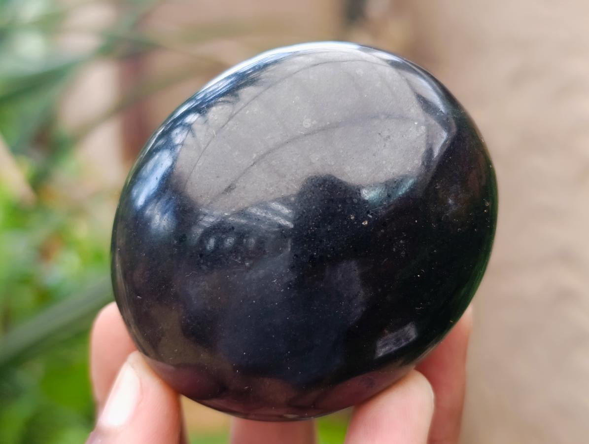 Polished Black Basalt Galets x 12 From Madagascar - Toprock Gemstones and Minerals 