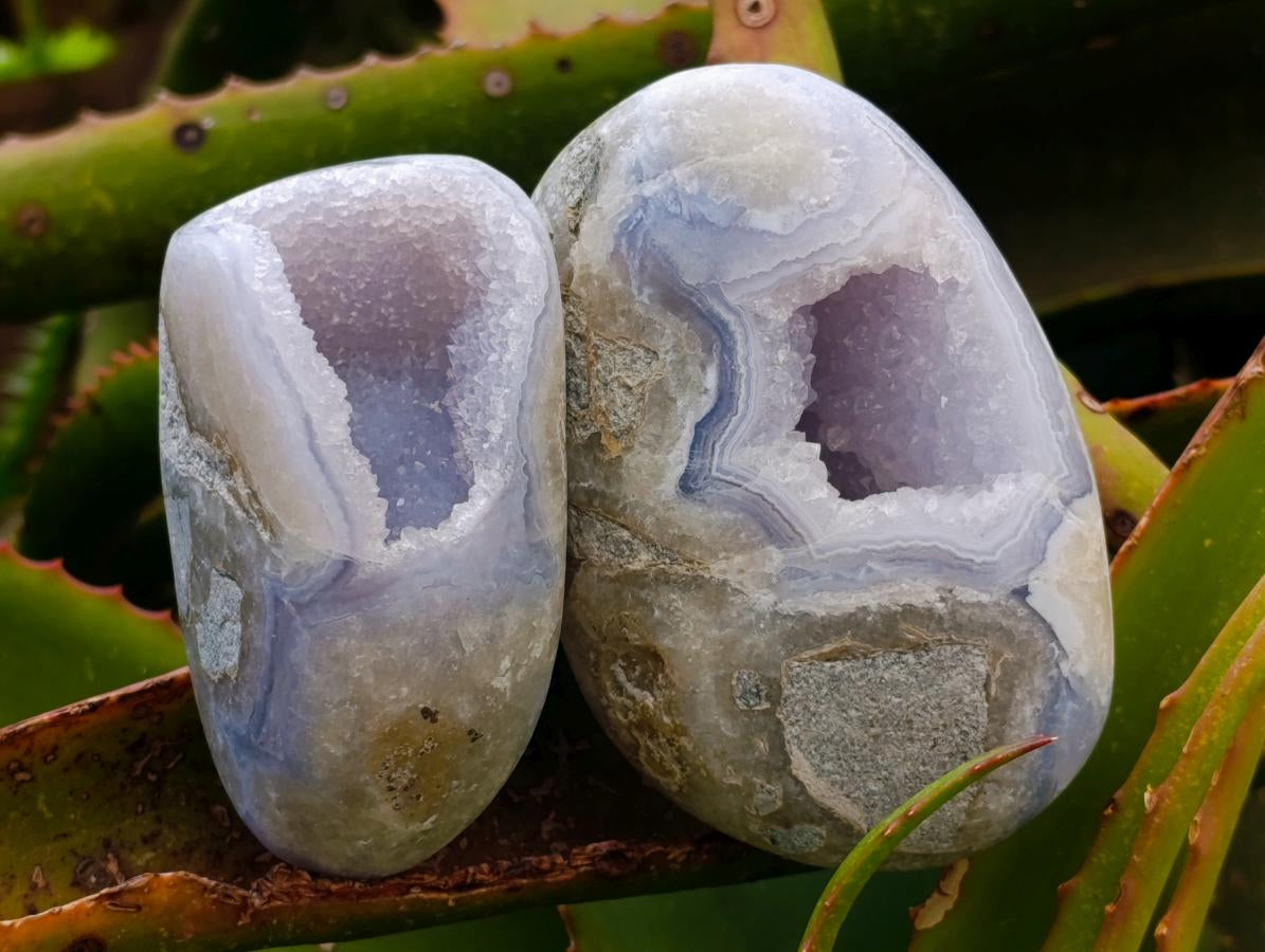 Polished Blue Lace Agate Mixed Free Forms x 6 From Nsanje, Malawi - Toprock Gemstones and Minerals 