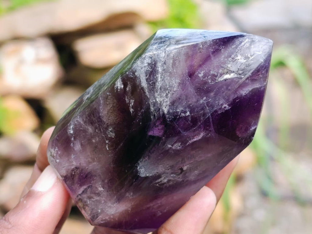 Polished Smokey Amethyst Window Crystals x 7 From Akansobe, Madagascar - Toprock Gemstones and Minerals 